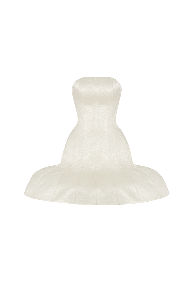 Cream white LUNARIA dress by POEM, stylish top with elegant design, shown in this image.