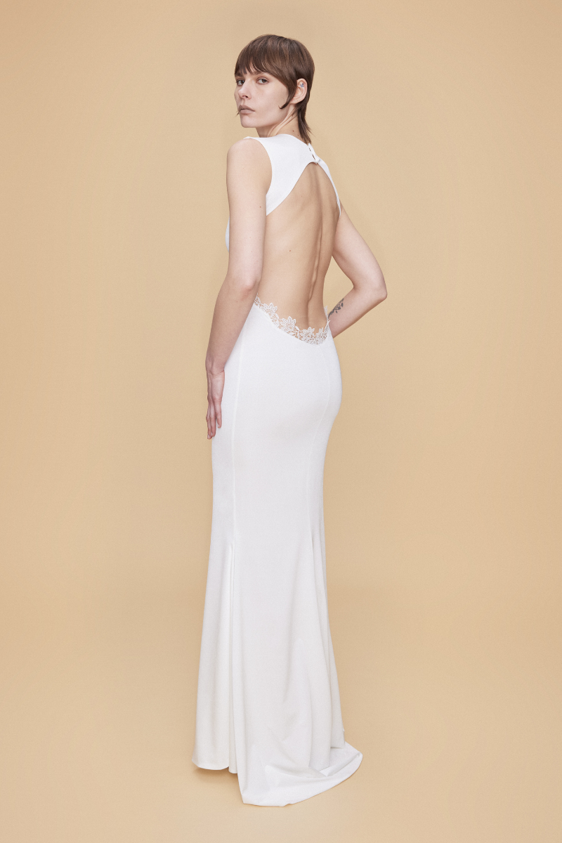 JERSEY BACKLESS MAXI DRESS IN WHITE - CULT MIA