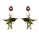 Aidan & Ice dew drop green earrings with dangling teardrop-shaped beads on gold hooks, stylish jewelry for women.