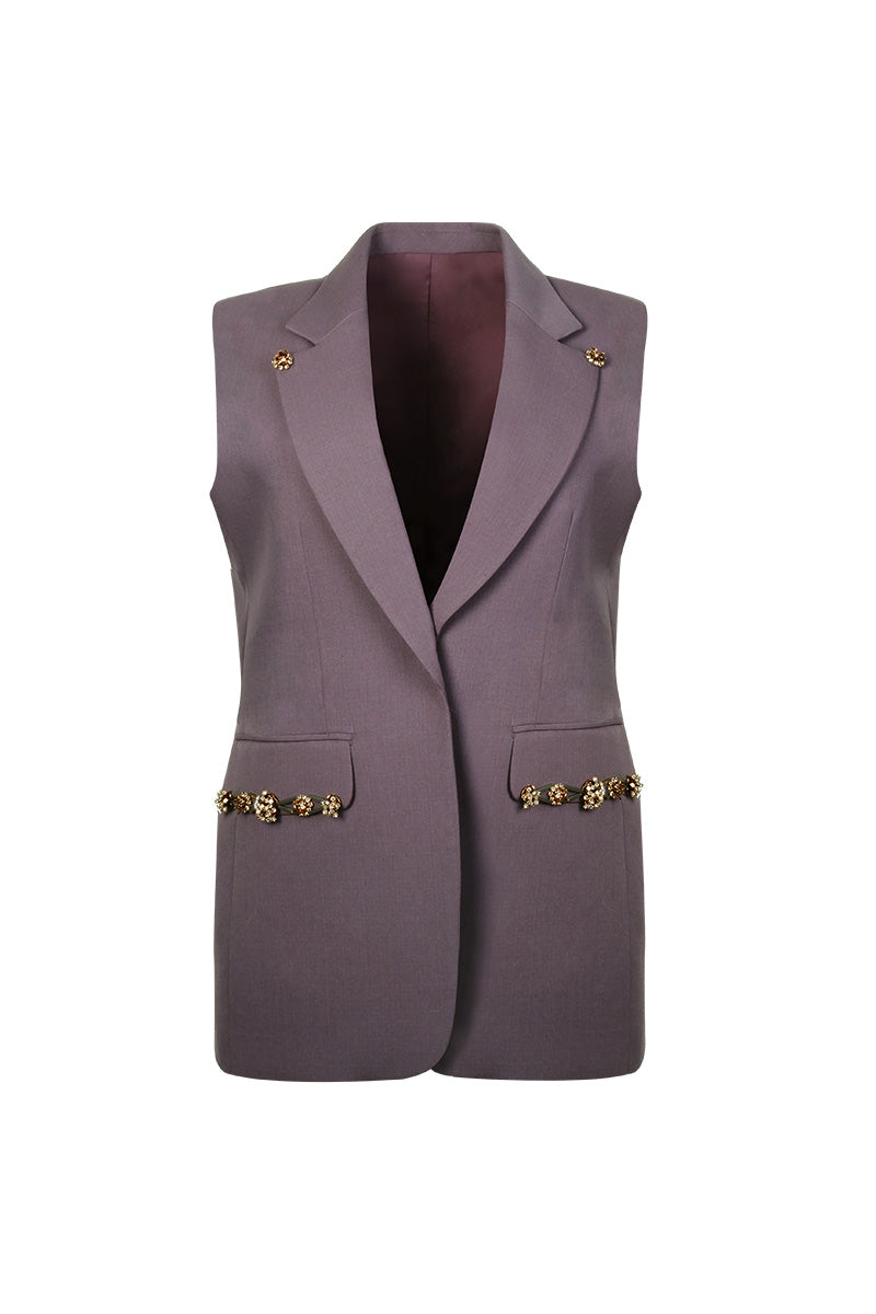 GLACIA BLAZER IN GRAY PURPLE - CULT MIA