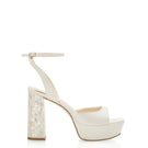 Ivory Margot leather block pearl heels by Freya Rose, featuring elegant pearl detailing and a stylish heel design.
