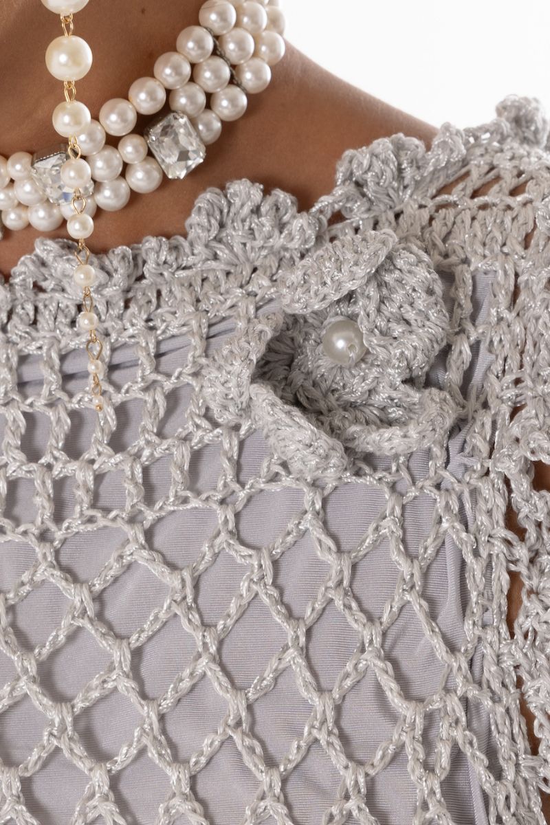 SOFIA SILVER HANDMADE CROCHET MIDI DRESS - CULT MIA