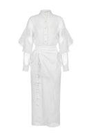 Lindsay co-ord set by White Plan featuring a stylish shirt and matching bone-colored skirt, perfect for casual and chic looks.