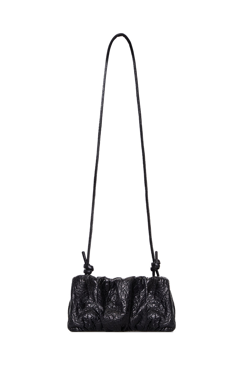 Black Rosie shoulder bag by Vikele Studio featuring a sleek design with adjustable strap and minimalistic style.
