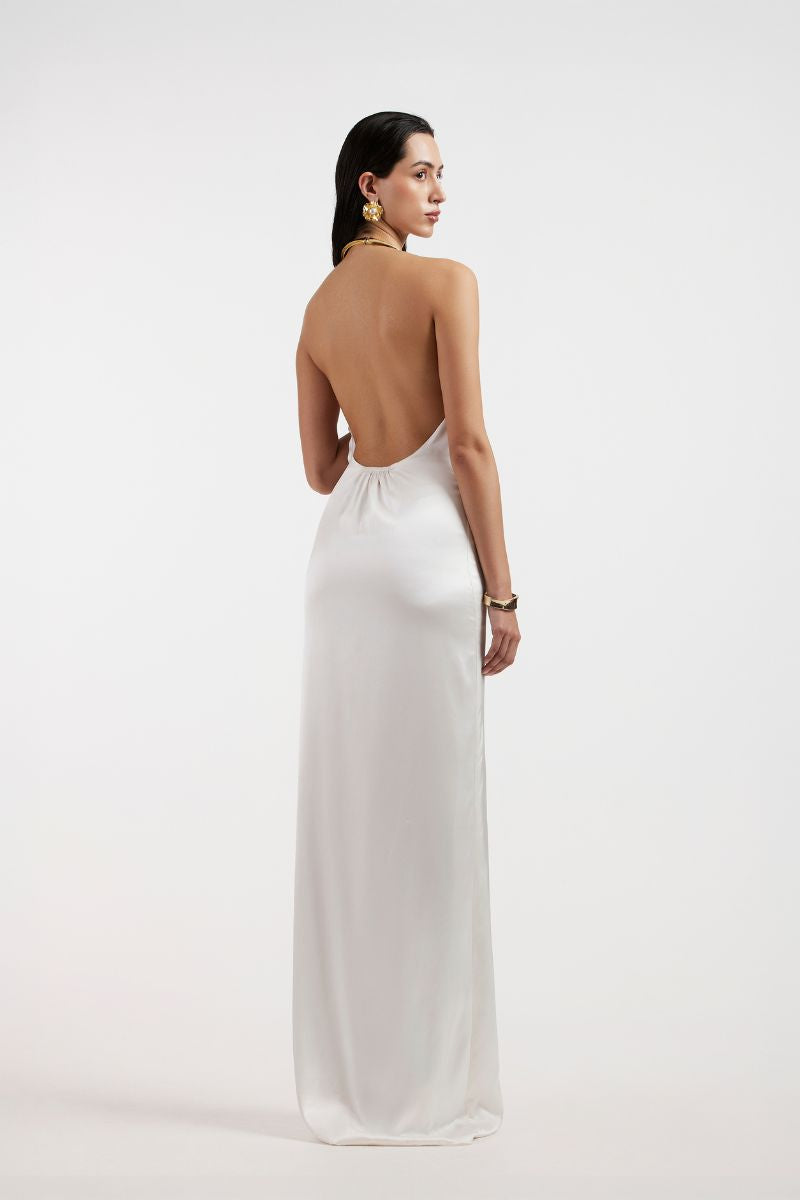 LEONA WHITE DRAPED GOWN - CULT MIA