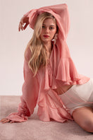 OvertheSea pink splash blouse, a stylish women's tops with vibrant, abstract design and flowy fabric.