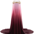 Le Thanh Hoa Dusk Rose Ombre gown with flowing fabric and elegant design, showcased in a full-length view.