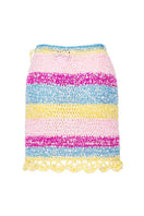 Andreeva handmade mini crochet skirt featuring a vibrant bird of paradise floral pattern, lightweight and stylish for warm weather.