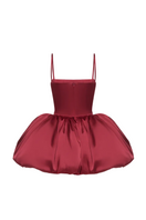 BalYKINA Charlotte burgundy mini dress with fitted silhouette and elegant neckline, perfect for stylish occasions.