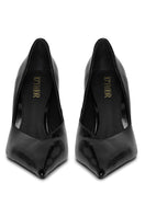 Black 10th Floor Uptown heel with pointed toe and stiletto heel, stylish women's footwear for elegant occasions.