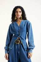 Deme By Gabriella LYNN Co-ord in indigo, featuring matching top and pants with a stylish, coordinated look.