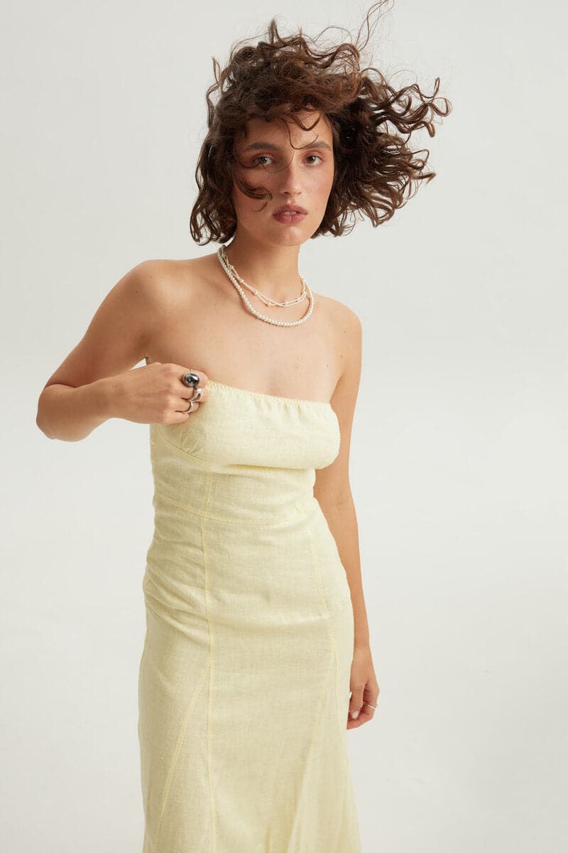 LEMON BONED ZIG-ZAG MAXI DRESS - CULT MIA