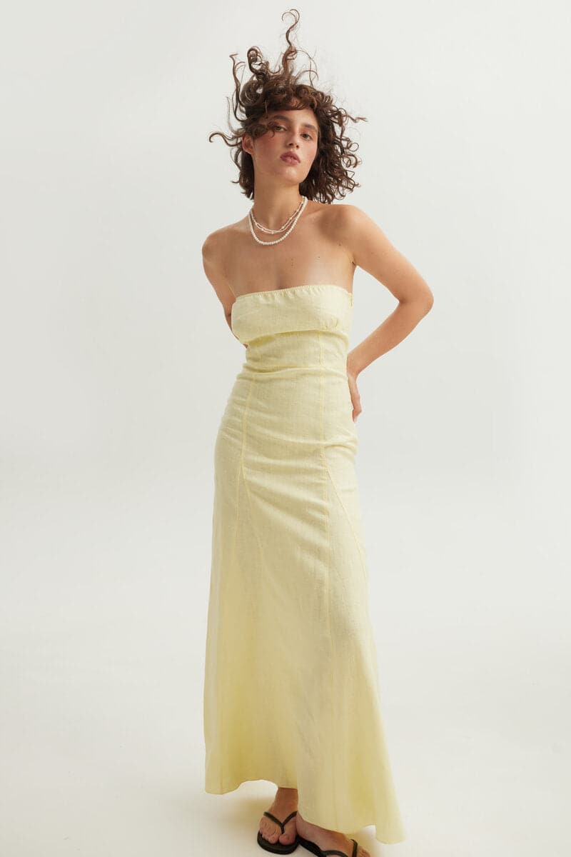 LEMON BONED ZIG-ZAG MAXI DRESS - CULT MIA