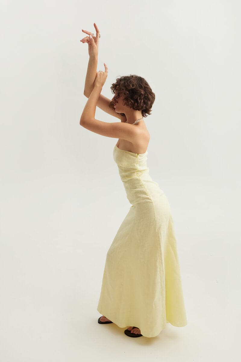 LEMON BONED ZIG-ZAG MAXI DRESS - CULT MIA