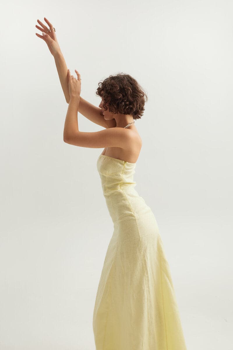 LEMON BONED ZIG-ZAG MAXI DRESS - CULT MIA