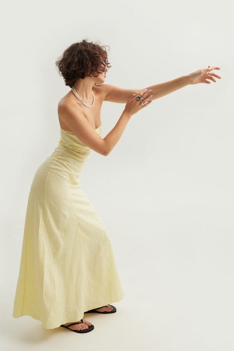 LEMON BONED ZIG-ZAG MAXI DRESS - CULT MIA