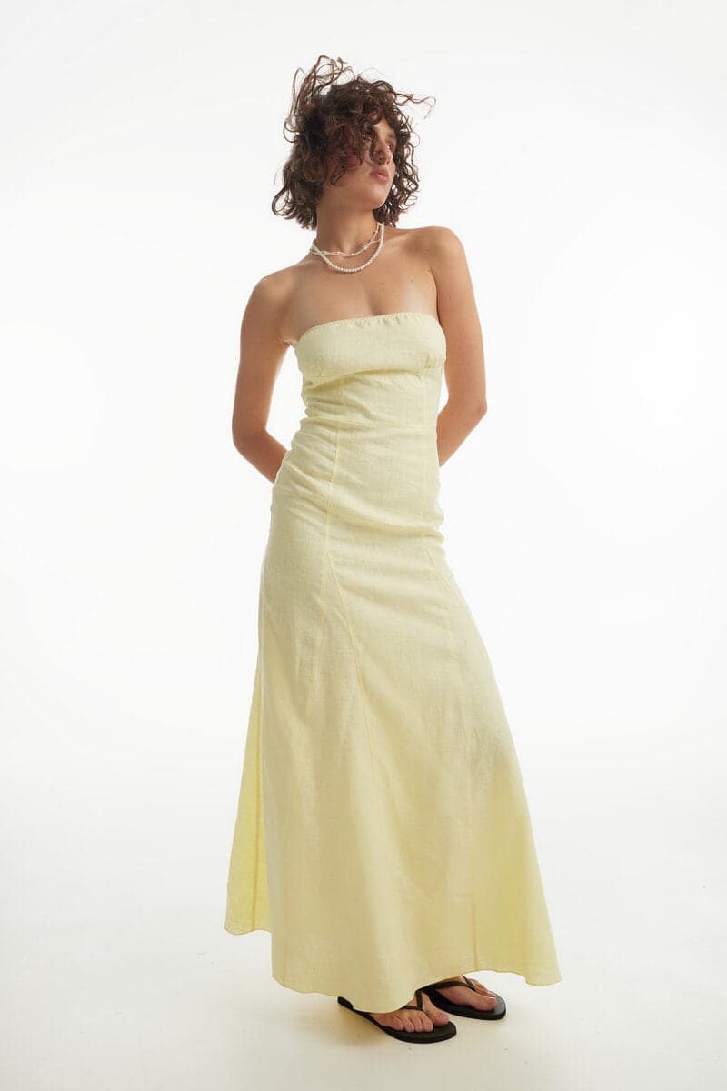 LEMON BONED ZIG-ZAG MAXI DRESS - CULT MIA