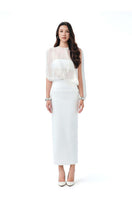 Ivory Bloom maxi dress by Do Long, flowing sleeveless dress with a V-neck and floral pattern, perfect for summer occasions.