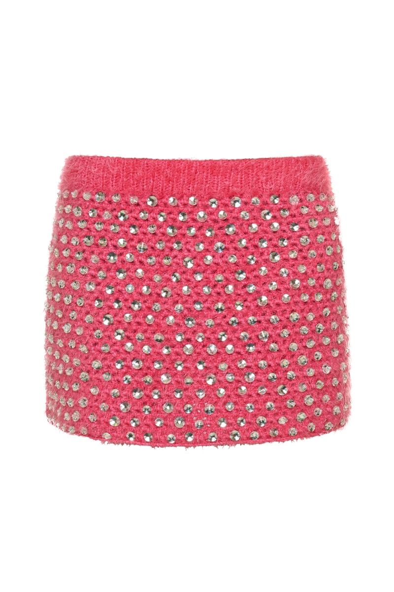 Lalo Thalia pink mini skirt featuring a fitted waist and stylish hem detail, perfect for casual or dressy occasions.