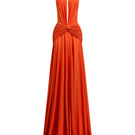 Elegant CEM draped chiffon gown with flowing fabric and intricate details, perfect for formal occasions.