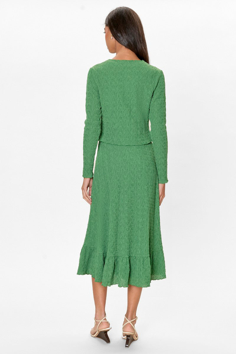 Rebecca Taylor Taryn knit cardigan in forest green, featuring a cozy, textured knit fabric and a relaxed fit.