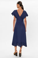 Rebecca Taylor Rachelle Midi Dress in maritime blue, showcasing a stylish knee-length dress with a fitted silhouette and elegant design.