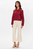 Rebecca Taylor Zuri quilted jacket in dark berry, featuring a textured quilted design and stylish fit.