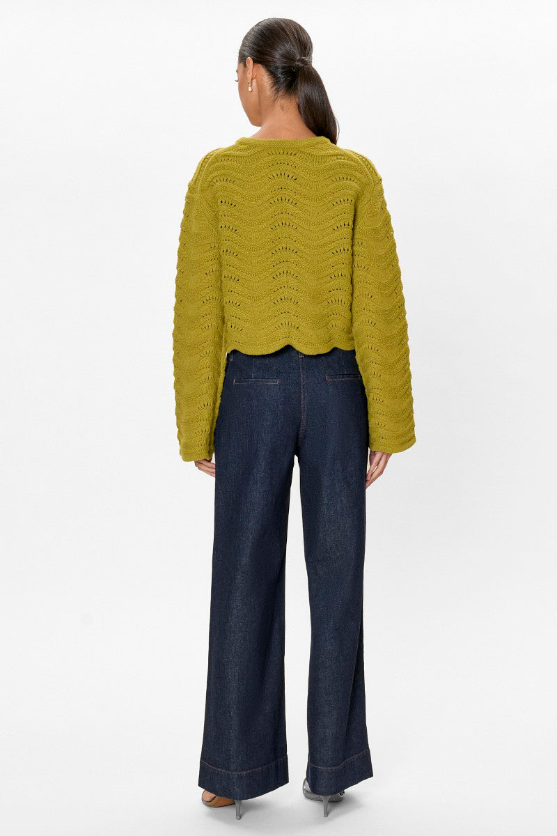 Rebecca Taylor pearl green knit cardigan, lightweight tops with a cozy, textured design and button closure.
