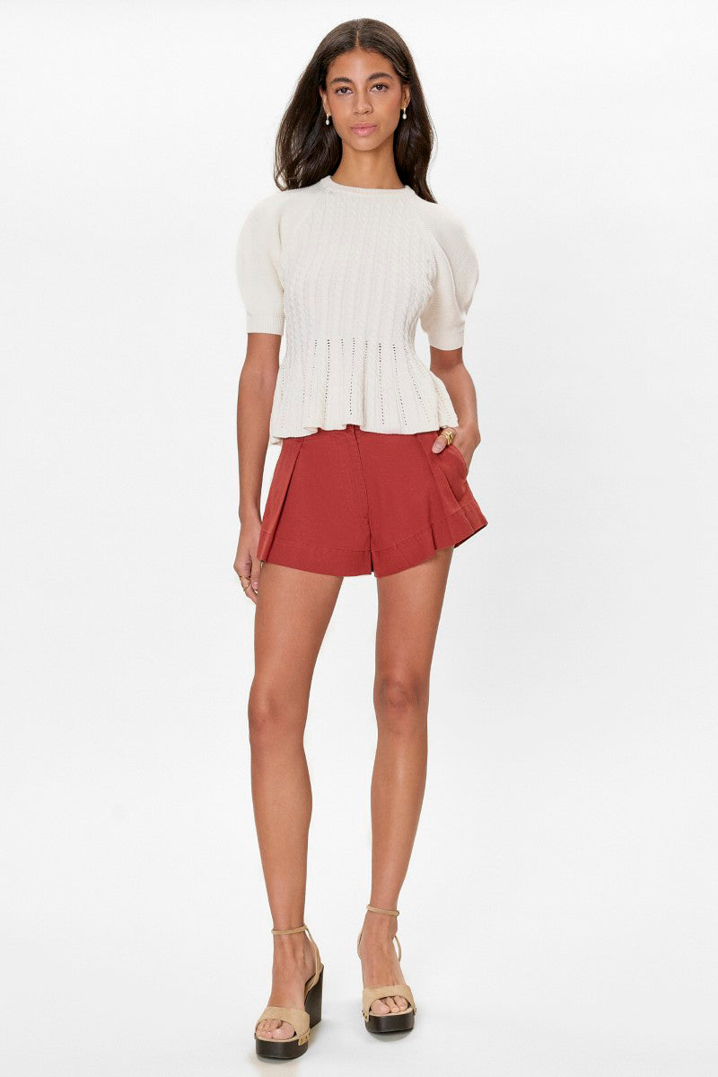 Rebecca Taylor ivory knit sweater from the Ella tops collection, featuring a cozy, textured knit fabric and classic fit.