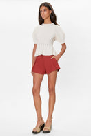 Rebecca Taylor Ella knit sweater in ivory, cozy and stylish top with a textured knit pattern, perfect for layering and casual wear.