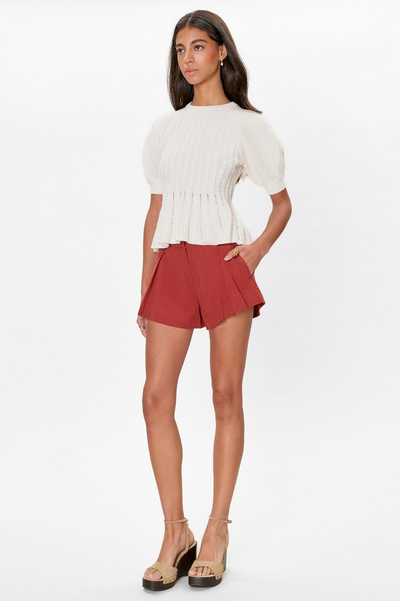 Rebecca Taylor Ella knit sweater in ivory, cozy and stylish top with a textured knit pattern, perfect for layering and casual wear.