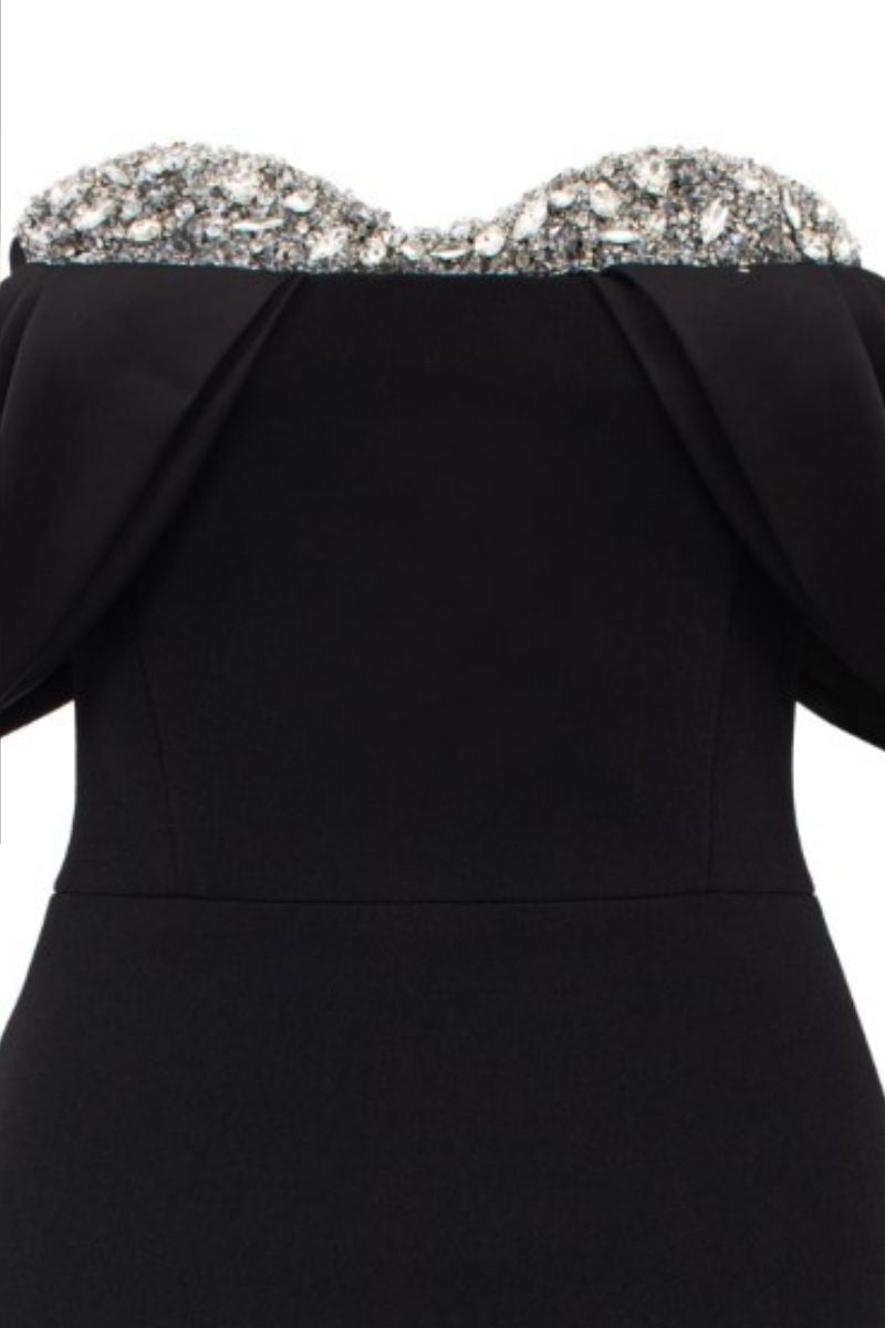 RACHEL BLACK TEXTURE BODYCON MIDI DRESS - CULT MIA