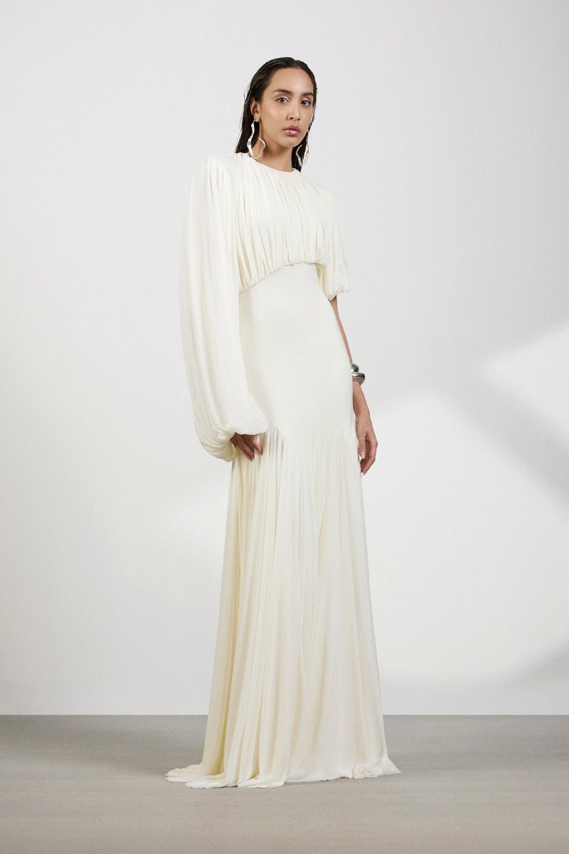 Deme By Gabriella Luna Maxi Dress in flowing fabric with a fitted bodice and ankle-length skirt, stylish and elegant for summer wear.