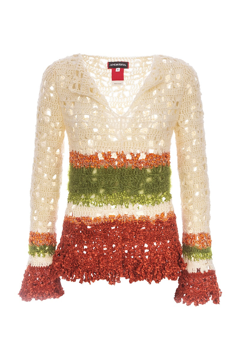 CHRYSANTHEMUM MULTICOLOR HANDMADE CROCHET TOP