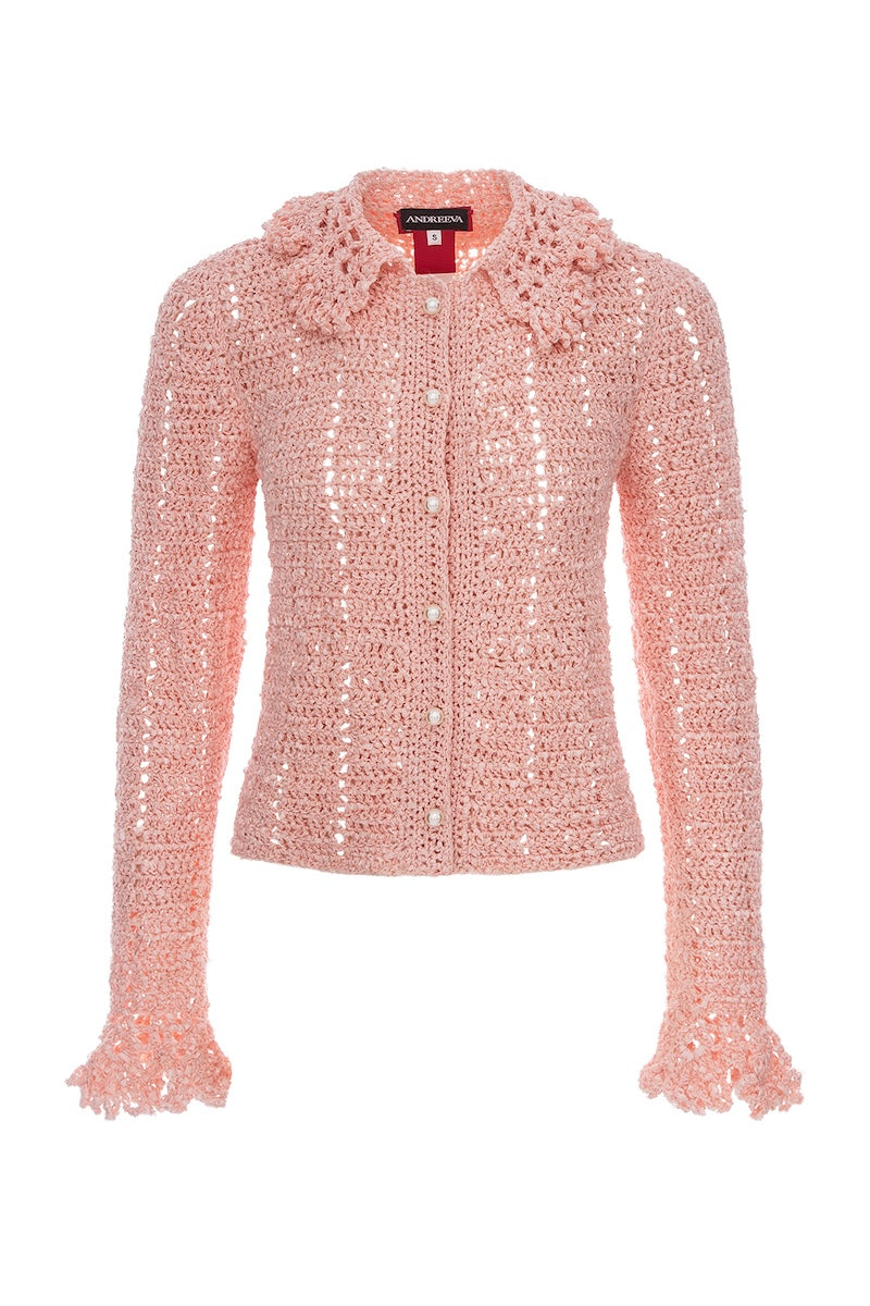 CHRYSANTHEMUM PINK HANDMADE CROCHET JACKET - CULT MIA