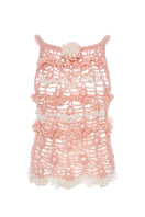 Pink handmade crochet top featuring a chrysanthemum pattern by Andreeva, casual and stylish for everyday wear.