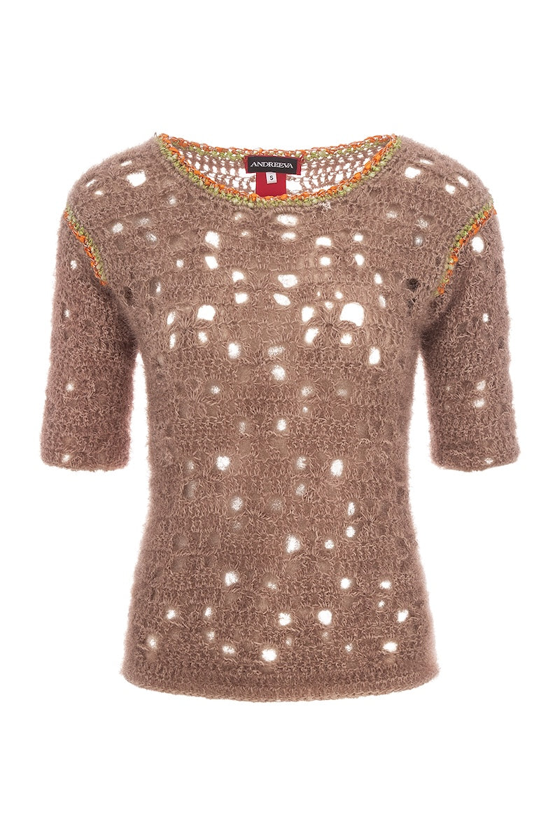 CHRYSANTHEMUM HANDMADE KNIT TOP WITH GLITTER