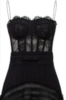 Elegant RAANANA black lace and tulle gown by 21Six, featuring intricate lace details and flowing tulle fabric.