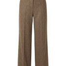Keira Tong minimal wide-leg pants in neutral fabric, showcasing their relaxed fit and flowing silhouette.