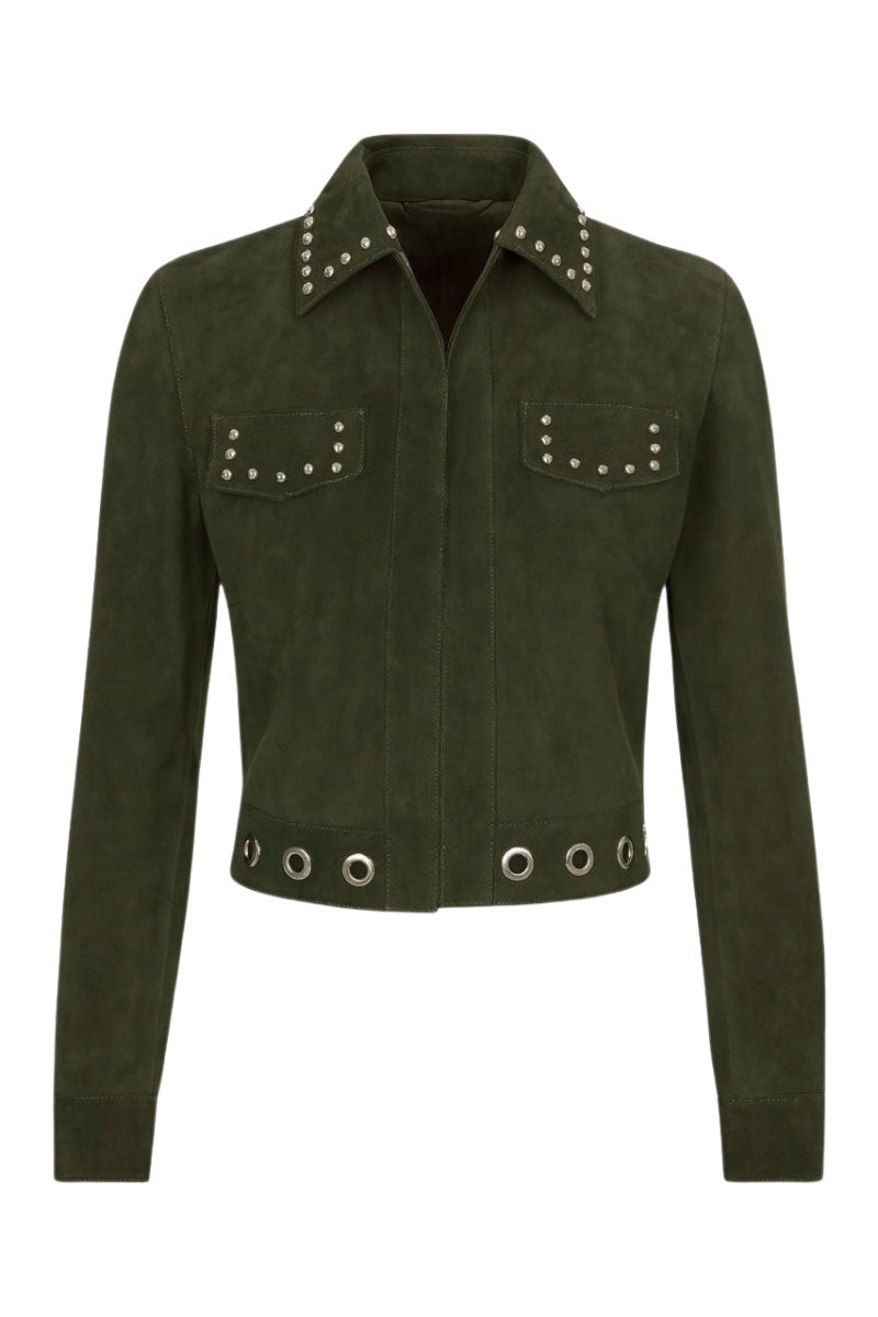 ZUT Calumet jacket in olive green, stylish outdoor jacket with a zip-up front and adjustable hood, ideal for casual wear.