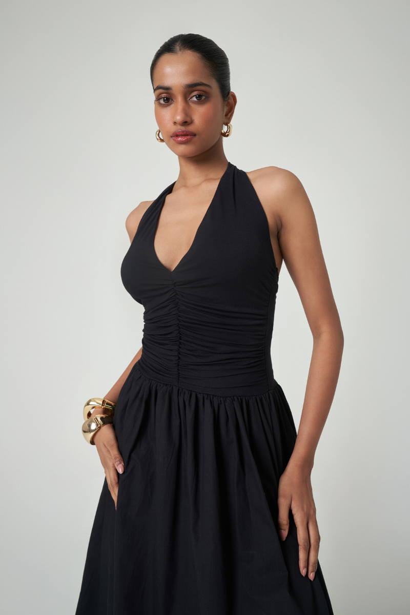 Black Cannes maxi dress by Summer Away, featuring a flowing silhouette and elegant design, perfect for summer occasions.