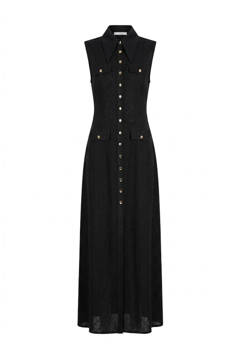 Keira Tong pocket sheer maxi dress featuring a flowy, lightweight fabric with side pockets and a stylish, elegant design.