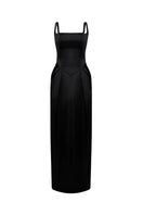 Black Amelia strap gown by HACCHIC COUTURE featuring elegant design and fitted silhouette, showcased on a model.