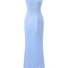Hacchic Couture Elcitra Silver Bow sky blue body fit gown with elegant design and sleek fabric, perfect for formal occasions.