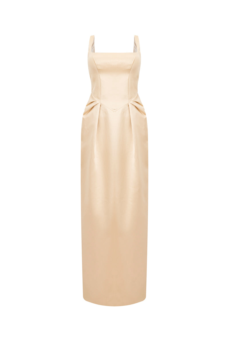AMELIA STRAP DRESS IN LIGHT YELLOW - CULT MIA