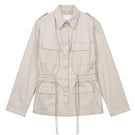 Dāl the Label canvas cotton jacket with a relaxed fit, featuring a front zipper, side pockets, and a casual, stylish design.