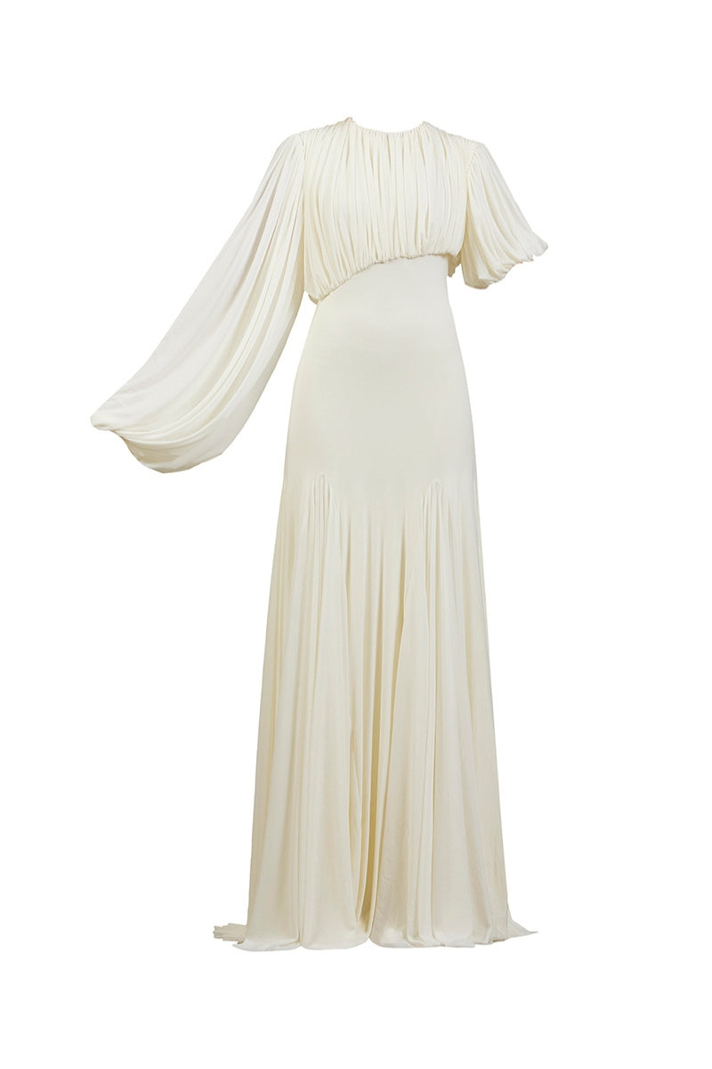 Deme By Gabriella Luna Maxi Dress in flowing fabric, full-length with a stylish neckline, perfect for summer occasions.