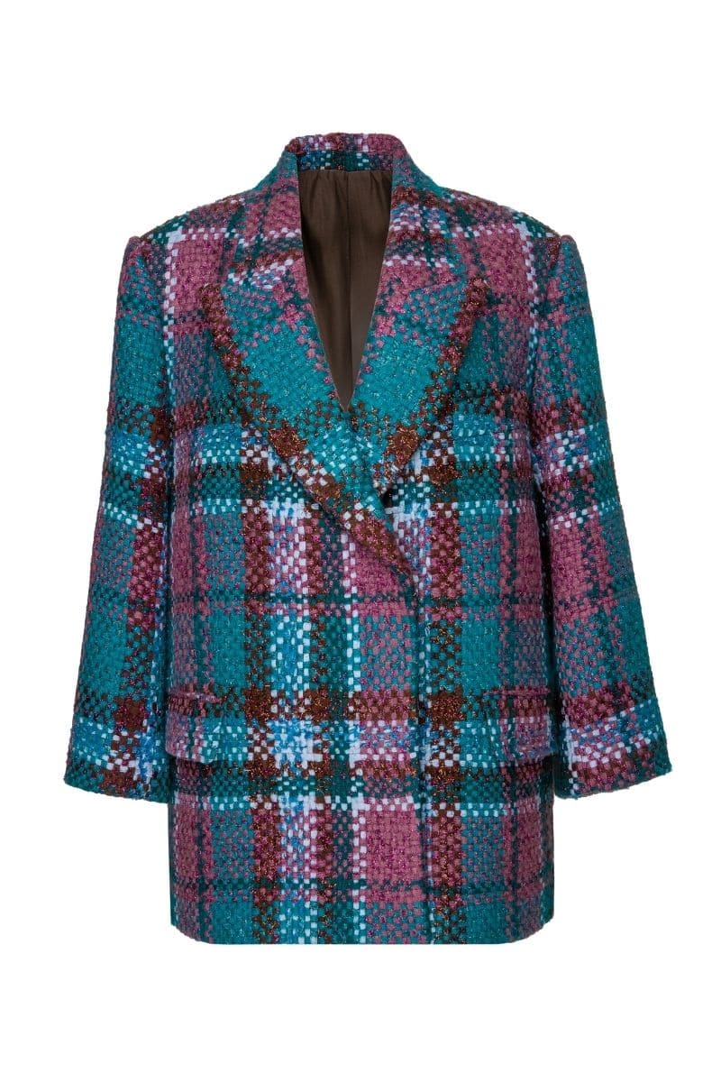 RED AND BLUE TWEED JACKET - CULT MIA