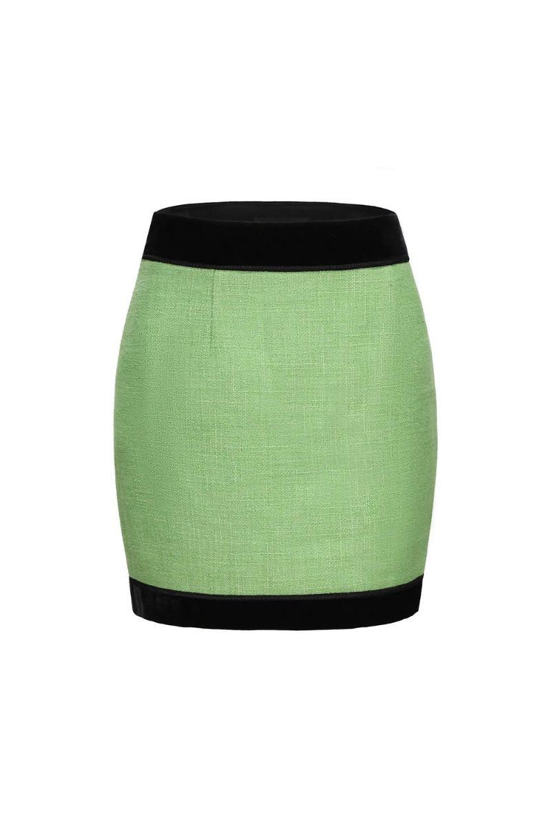 MICHELLE GREEN TWEED MINI SKIRT - CULT MIA