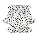 White Valenciani volumous short ruffle dress, mini length with layered ruffle details, perfect for summer or special occasions.